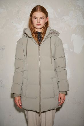 Hailys Steppmantel HAILYS LS P JK Va44lea, Damen, Gr. XS, greige, Steppware, Obermaterial: 100% Polyurethan, unifarben, Po-bedeckend, V-Ausschnitt, M&auml;ntel St