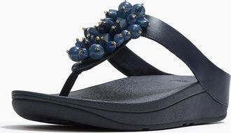 FitFlop Womens Fitflop Fino Toe-Post Polyurethane Womens Midnight Navy Sandals - Blue - Size: 6