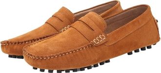 Generic Mens Loafers for Men Driving Penny Loafers Simple Solid Colors Suede Vamp Resistant Anti-Slip Comfortable Lightweight Casual Walking Slip On(Yellow,8.
