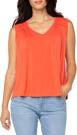 Liverpool L.A. Shirred Sleeveless Knit Top in Clementine at Nordstrom, Size X-Large