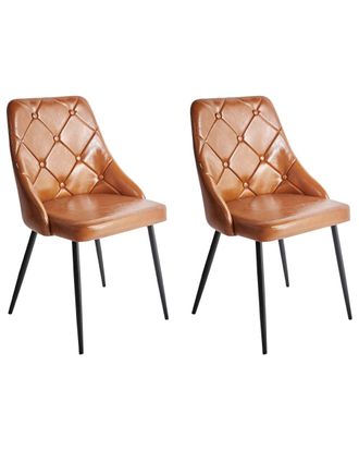 Beliani Silla de comedor de piel sint&eacute;tica marr&oacute;n