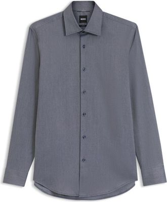 BOSS Slim-fit shirt in a thermoregulating structured cotton blend