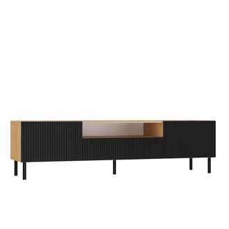 Hucoco Cami - Mueble Tv Bajo Glamour - 1 Caj&oacute;n + 2 Puertas - L 160 Cm - Frentes De Listones