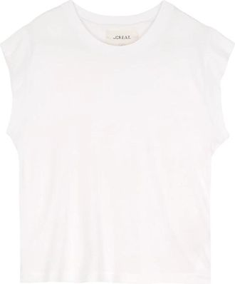 The Great. Peak Shoulder T-Shirt - Dames - T-shirts - Wit - M - Katoen - Tops