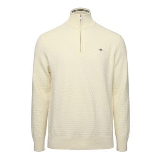GANT Mens Micro Texture Jumper in CREAM - Size X-Large