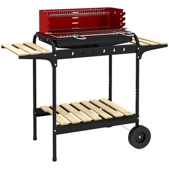 OUTSUNNY Barbacoa de carb&oacute;n 103x47x95 cm rojo