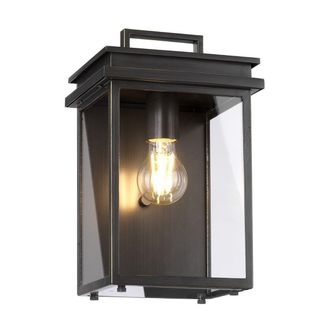 Netlighting Glenview Outdoor 1 Light Wall Lantern Antique Bronze IP44 E27 in Brown