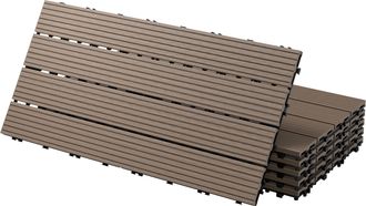 ECD Germany Ecd Germany Baldosas De Patio Wpc De 60x30 Cm 12 Piezas Por 2m&sup2; Con Aparencia De Madera Marr&oacute;n Oscuro Con Sistema De Drenaje Y Instalaci&oacute;n Mediante Cl