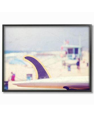 Stupell Industries Surfboard On Beach Photograph By Daphne Polselli Framed Art