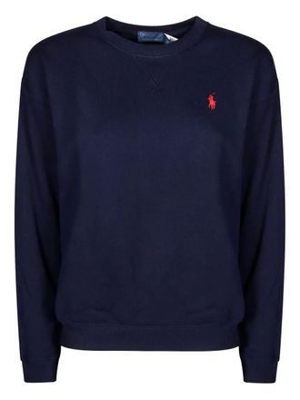 Polo Ralph Lauren logo-detail crew-neck sweater - women - Fabric - L - Blue