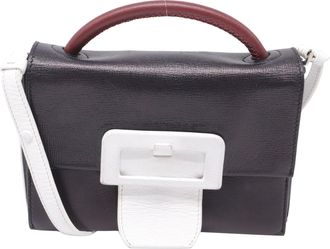 Maison Margiela Buckle Detail Shoulder Bag in Black Goat Leather
