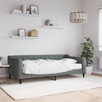 vidaXL Sof&aacute; Cama Con Colch&oacute;n Tela Gris Oscuro 90x190 Cm Vidaxl