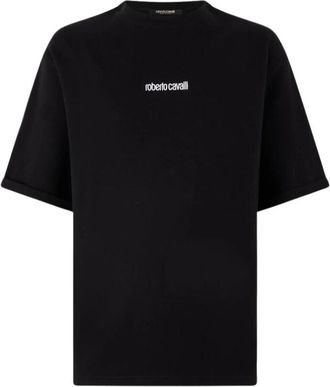 Roberto Cavalli T-shirt met geborduurd logo - Heren - T-shirts - Zwart - L - Katoen - Tops