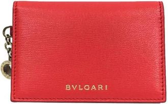 Bulgari Pre-owned Wallets, female, Red, Size: ONE SIZE Pre-owned Vintage Business Card Case