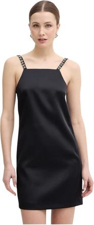 Twinset Abito Corto in Duchesse con Ricami - - Dresses - Donna - Nero - XS