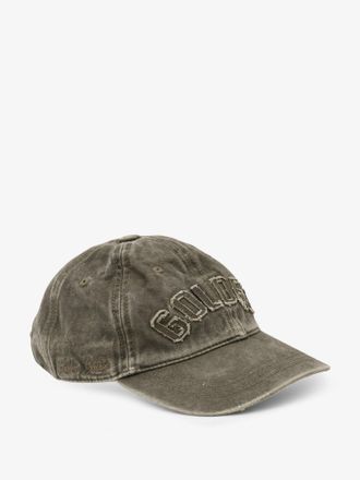 Golden Goose Mens Baseball Cap Washed Cotton Green Hat