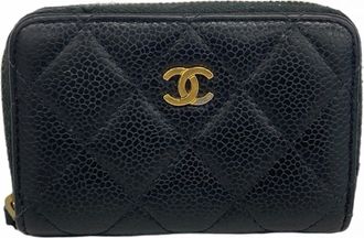 Chanel Black Grained Calfskin Coin Purse/Coin Case (Pre-Owned)