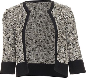 Giambattista Valli metallic bronze wool boucle cardigan