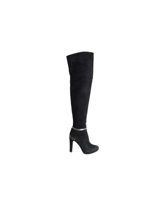 Fendi Pre-owned Womens Over-the-Knee Heeled Boots in Black Suede - Size EU 36