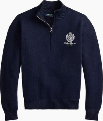 Polo Ralph Lauren Mens Polo Ralph Lauren Half Zip Cotton Sweater 001 Hunter Navy - Size: 40