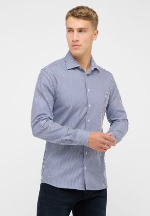 Eterna Langarmhemd ETERNA SLIM FIT, Herren, Gr. 40, Normalgr&ouml;ssen, blau (navy), Satin, 100% Baumwolle, schmal, Manschette, Hemden Langarmhemd, NON IRON (b&uuml;ge