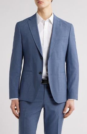 BOSS Huge Slim Fit Houndstooth Microcheck Sport Coat in Medium Blue at Nordstrom Rack, Size 36 Short