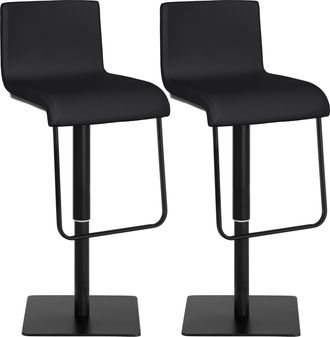 Clp Juego De 2 Taburetes De Bar Limon Con Funda De Cuero Sint&eacute;tico Negro Negro