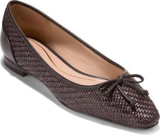 Cole Haan Paget Ballet Flat in Dark Chocolate Raffia at Nordstrom, Size 10.5