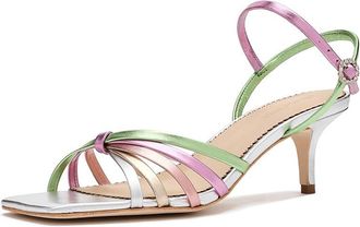Cinq &agrave; Sept Malia Strappy Metallic Kitten Heel Sandals Womens Sandals Metallic : 10.5 M, Leather