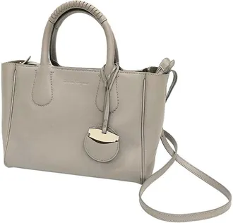 Ferragamo Gray Leather Shoulder Bag Tote Bag (Pre-Owned)
