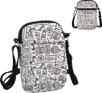 Generic PYOUL Future Eye Doctor Gift Ophthalmology Doodles Crossbody Bag Optometrist Ophthalmologist Travel Bag Nursing Sch-ool Bag (Ophthalmology Doodles CB)