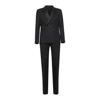 Tagliatore Double Breasted Suits, male, Black, Size: XL Sfbr10A01 Double-Breasted Suit