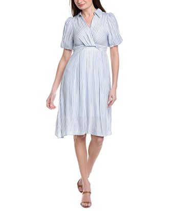 Gracia Striped V Collar Neck Dress