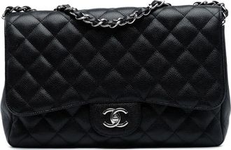 Chanel 2009-2010 Jumbo Classic Caviar Single Flap schoudertas - Zwart