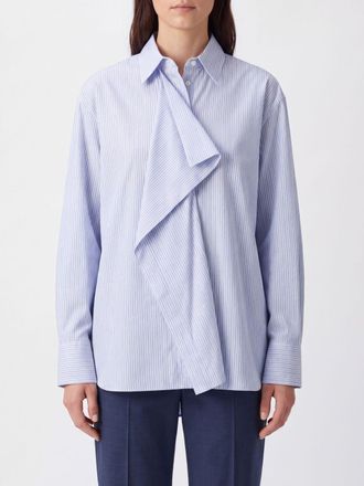 R&oacute;he Striped Cotton Shirt with Ruffles and French Collar