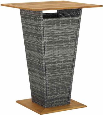 vidaXL Mesa Alta Rat&aacute;n Sint&eacute;tico Y Madera De Acacia Gris 80x80x110 Cm Vidaxl