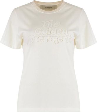 Golden Goose Tops, Dames, Wit, XS, Katoen, Olivia Katoenen T-shirt met Ronde Hals