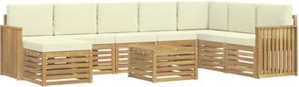 vidaXL Conjunto De Sof&aacute;s De Exterior 9 Uds. Blanco Y Crema Poli&eacute;ster Vidaxl