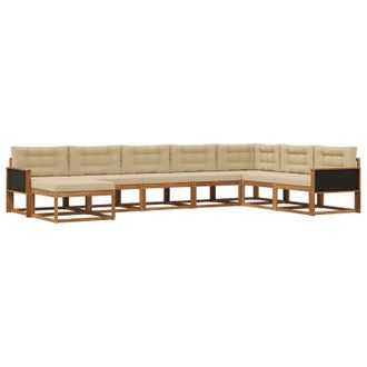 vidaXL Conjunto De Sof&aacute;s De Exterior Con Coj&iacute;n 8 Pcs Natural Y Beige Vidaxl