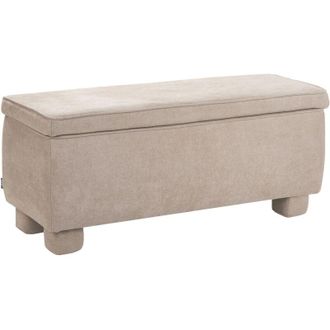 Beliani Storage Bench Beige Fabric Upholstery Wooden Legs Lift Up Top Hallway Modern ITHACA