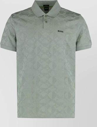 HUGO BOSS cotton polo shirt geometric pattern