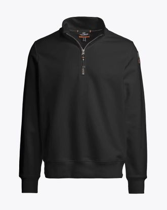 Parajumpers Mens Broad Peak 1/4 Zip Sweatshirt in Black Cotton - Size X-Large