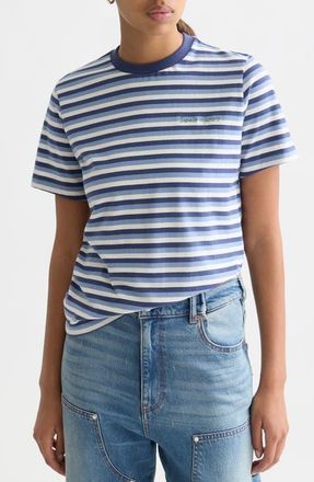 Scotch & Soda Stripe Cotton Ringer T-Shirt in Oceana Stripes at Nordstrom, Size X-Small