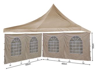 Quick-Star Quick-star - Set Ersatzdach 4x4m Und 2 Seitenw&auml;nde 400x193cm F&uuml;r Lounge Pavillon Sahara Sand