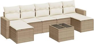 vidaXL Vidaxl - Juego De Sof&aacute;s De Jard&iacute;n Con Cojines Beige 8 Pzas Rat&aacute;n Pe