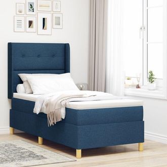 vidaXL Box Spring Bed with Mattress Blue 140 x 200 cm Fabric vidaXL