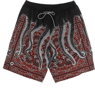 Octopus Zwarte Bandana Boardshorts Zwembroek - Heren - Strandmode - Veelkleurig - M - Polyester - Badmode