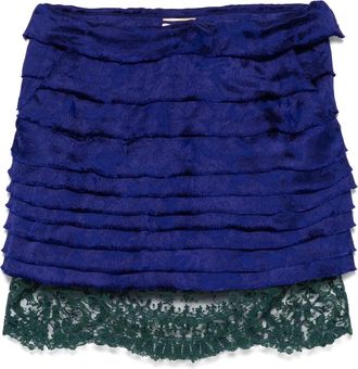 Saint Laurent Mini-jurk met jacquard en kant - Blauw