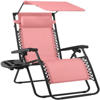 Best Choice Products 30 Extra Wide Folding Zero Gravity Patio Lounge Chair w/Canopy Shade