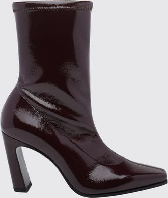 Stuart Weitzman Tronchetto in pelle verniciata con tacco alto svasato e punta affusolata
